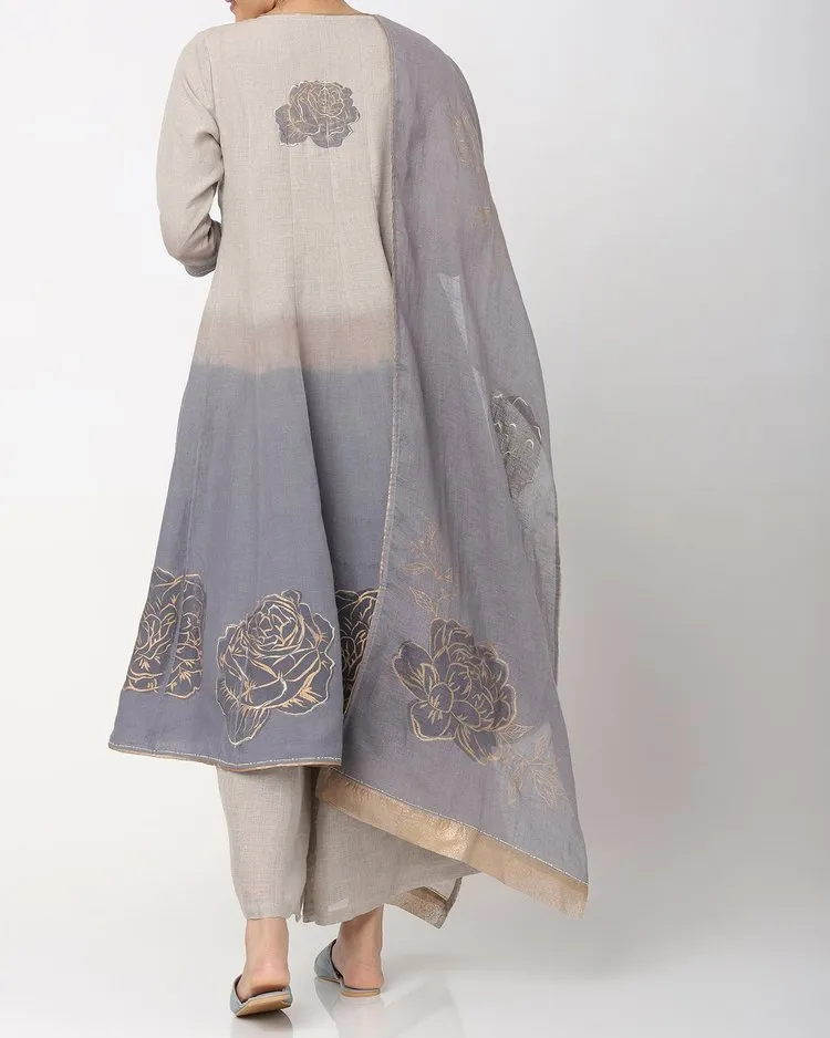 Casual Gradient Cotton Linen Suit