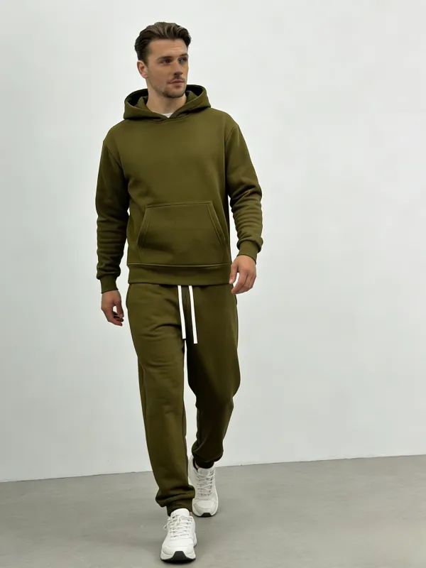 Men's Solid Color Two-Piece Tracksuit Set
