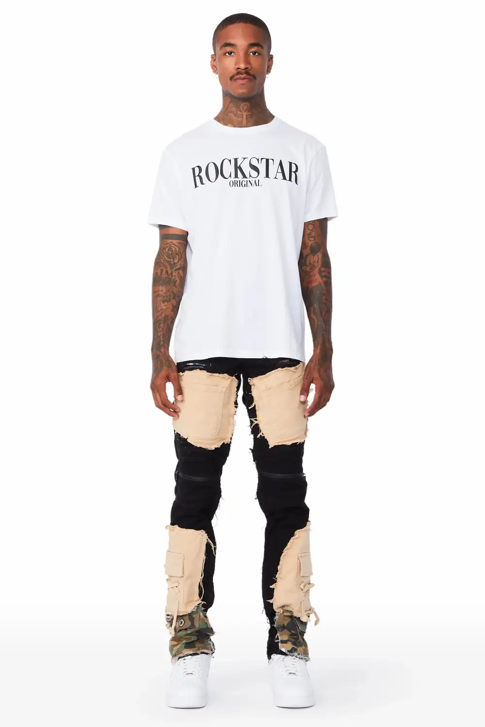 Boaz Black Patchwork Biker Jean