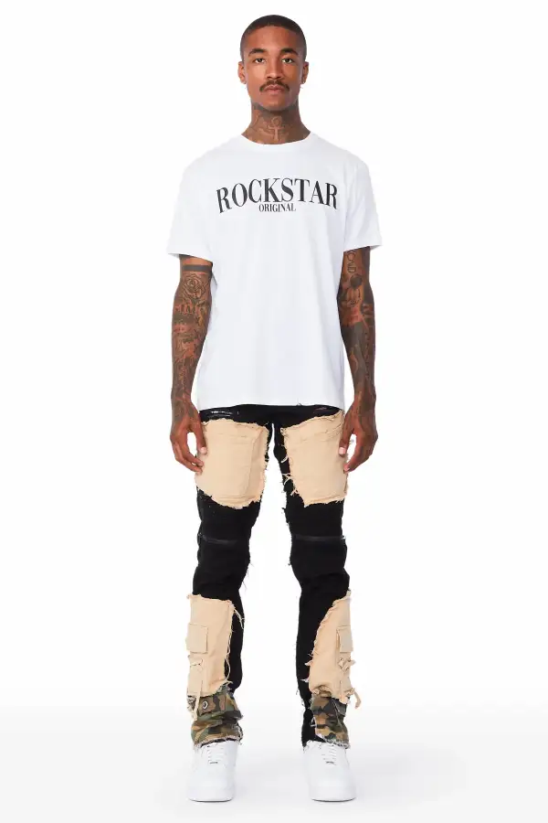 Boaz Black Patchwork Biker Jean