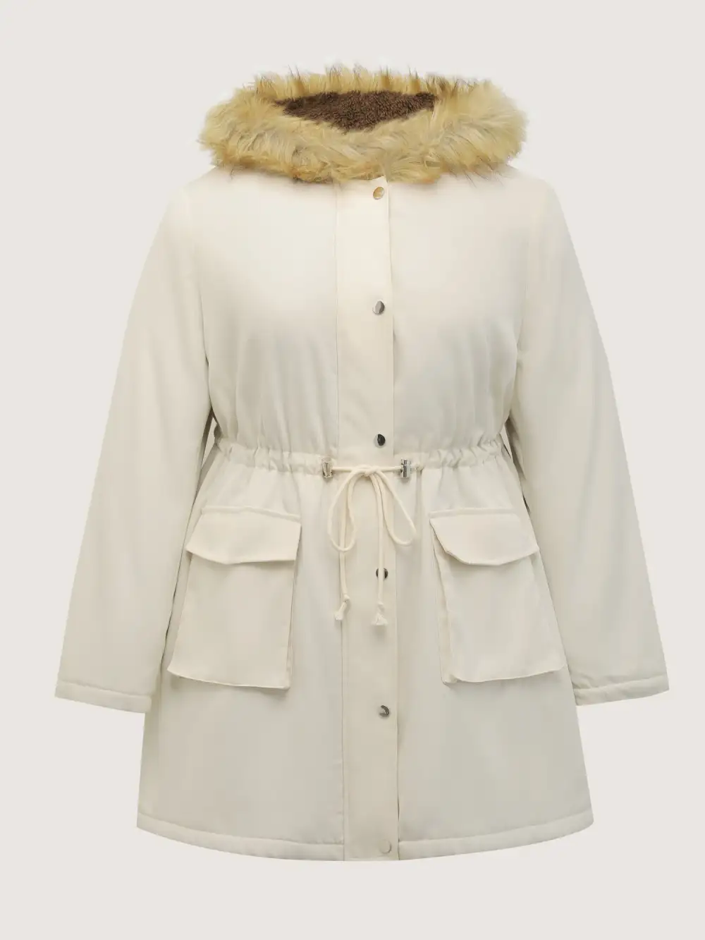 Fur Collar Adjustable Drawstring Quilted Jacket