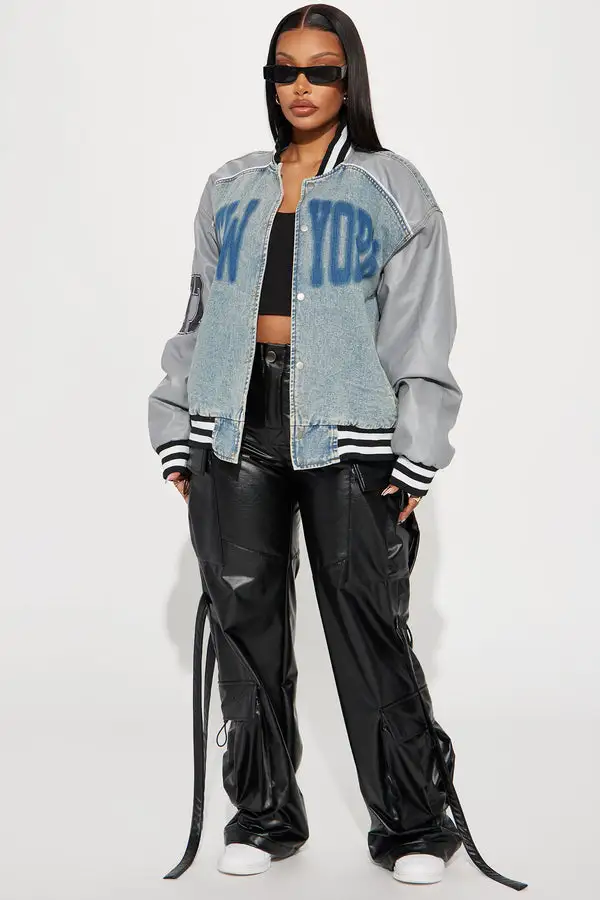 New York Team Varsity Jacket - Light Wash
