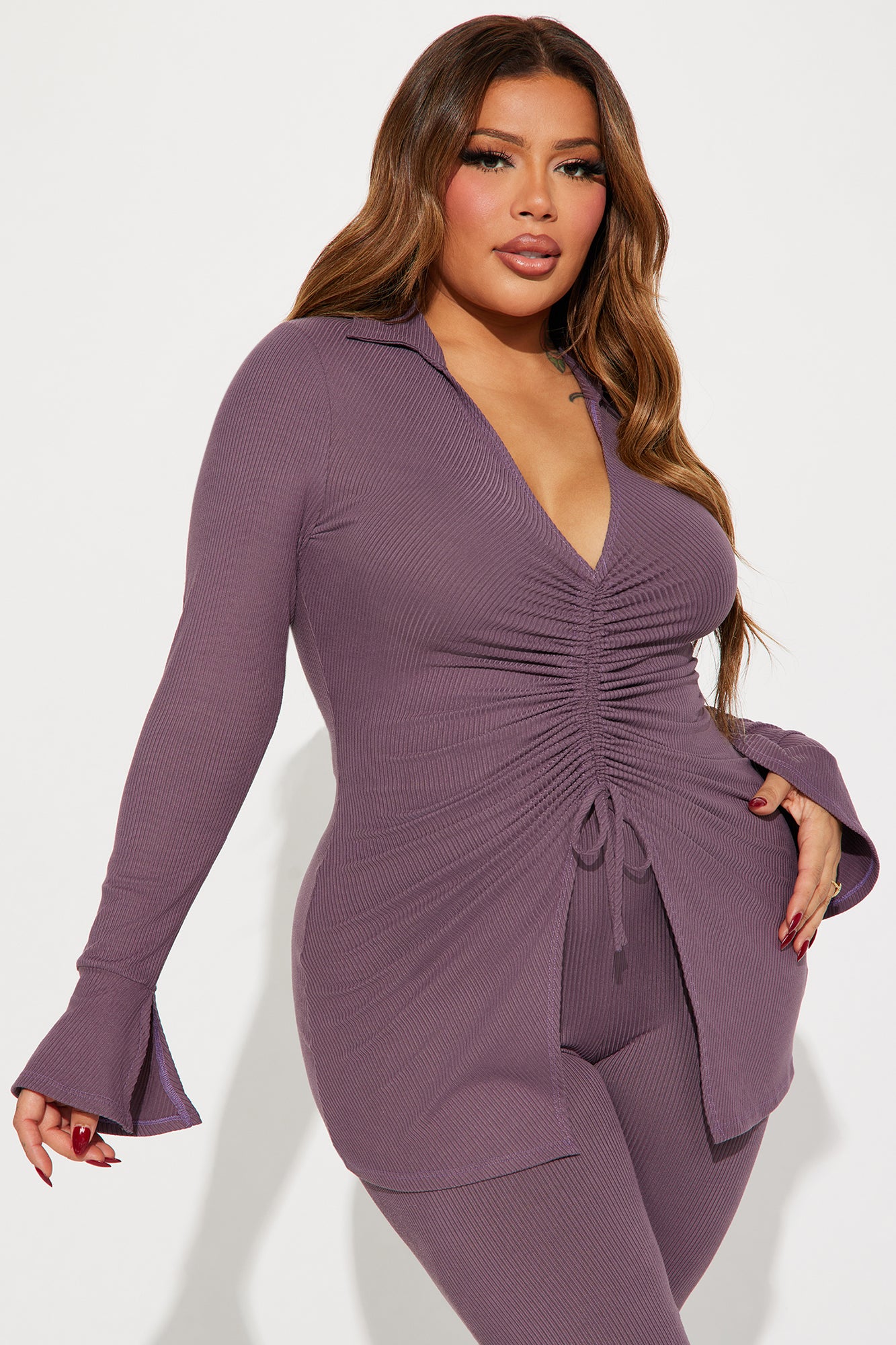 Miley Ribbed Legging Set - Plum