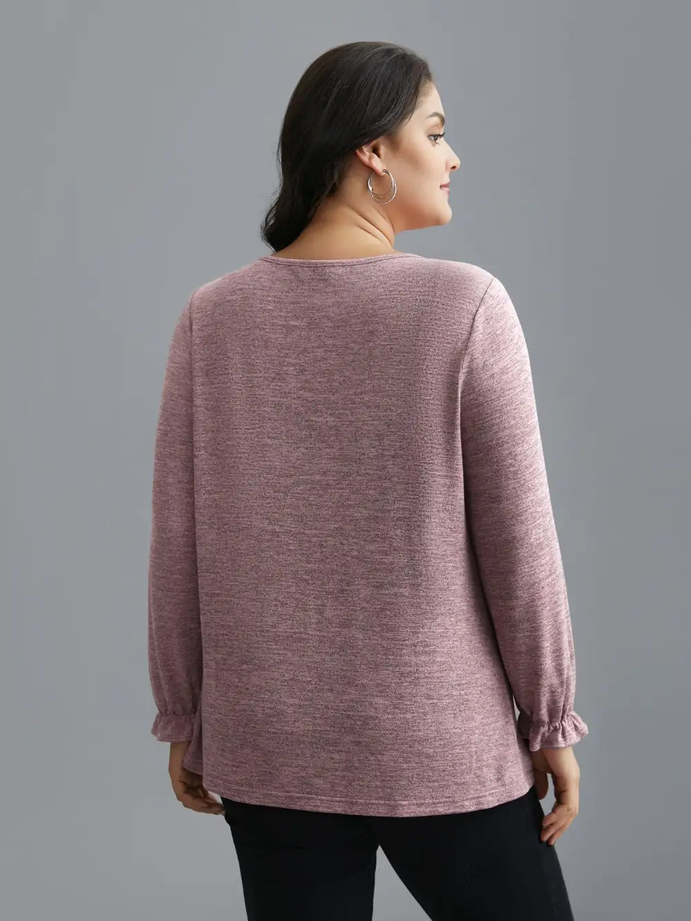 Round Neck Heather Pleated T-shirt