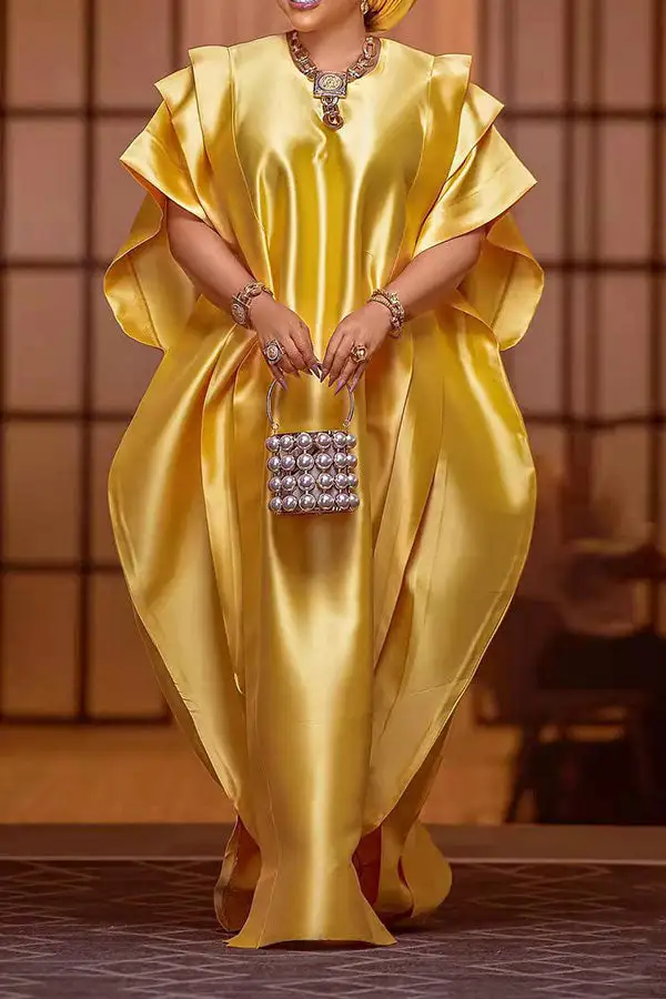  Pleated Dramatic Side Split Maxi Dress