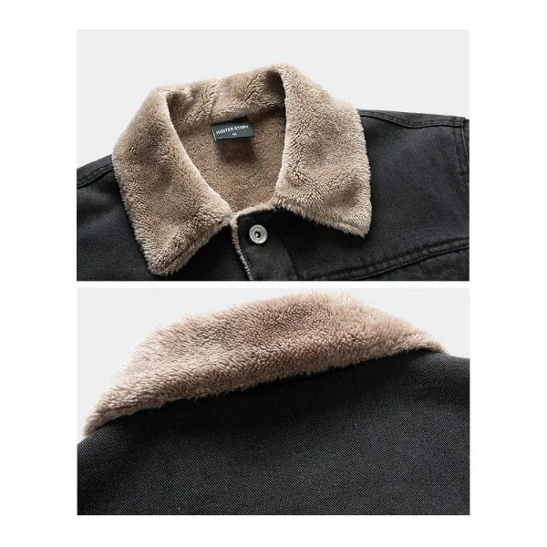 Men's Autumn Winter Plus Velvet Warm Casual Denim Jackets