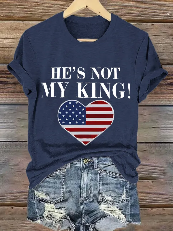 Women'S T-Shirt Vintage He'S Not My King Printed T-Shirt Pure Cotton Round Neck Short Sleeve