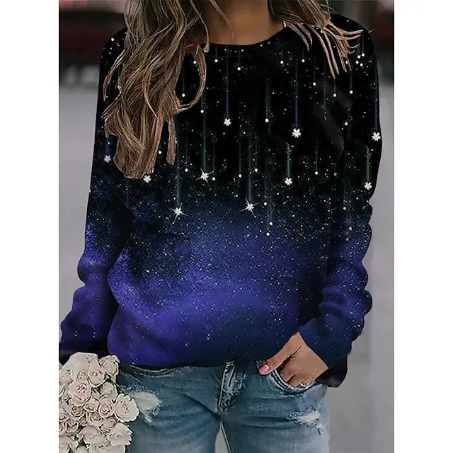 Women's Sweatshirt Pullover Basic Maroon Red Blue Graphic Casual Round Neck Long Sleeve Top Micro-elastic Fall & Winter