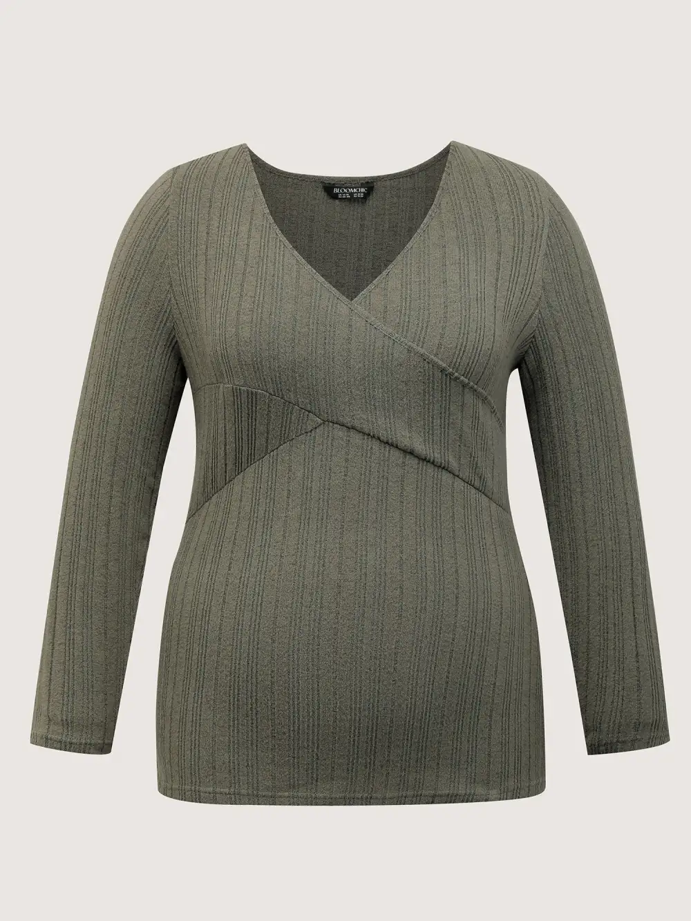 Textured Crossover Bodice Fitted T-Shirt