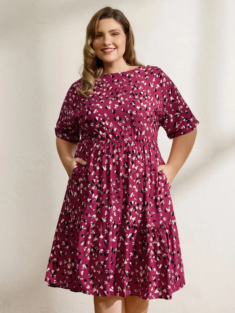 Leopard Print Backless Tie Pockets Midi Dress