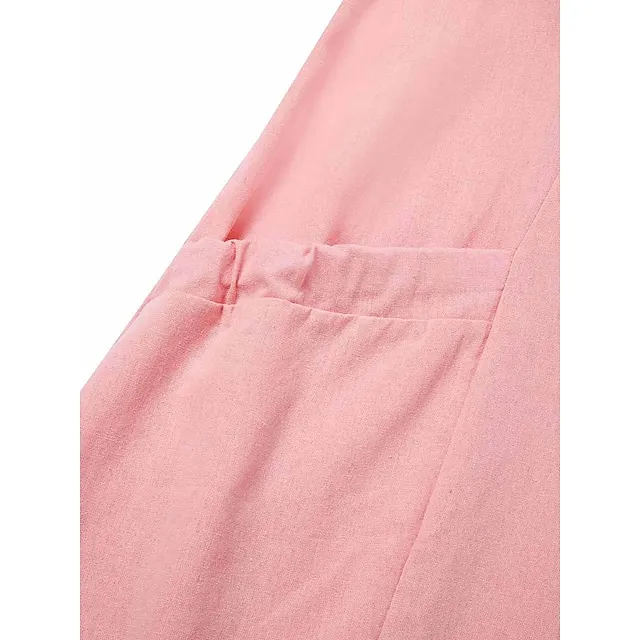 Women‘s Casual Dress Cotton Dress Shift Dress Midi Dress Blue Pink Khaki Sleeveless Pure Color Pocket Spring Summer Crew Neck Basic Daily Vacation Weekend Loose Fit 2023 S M L XL XXL