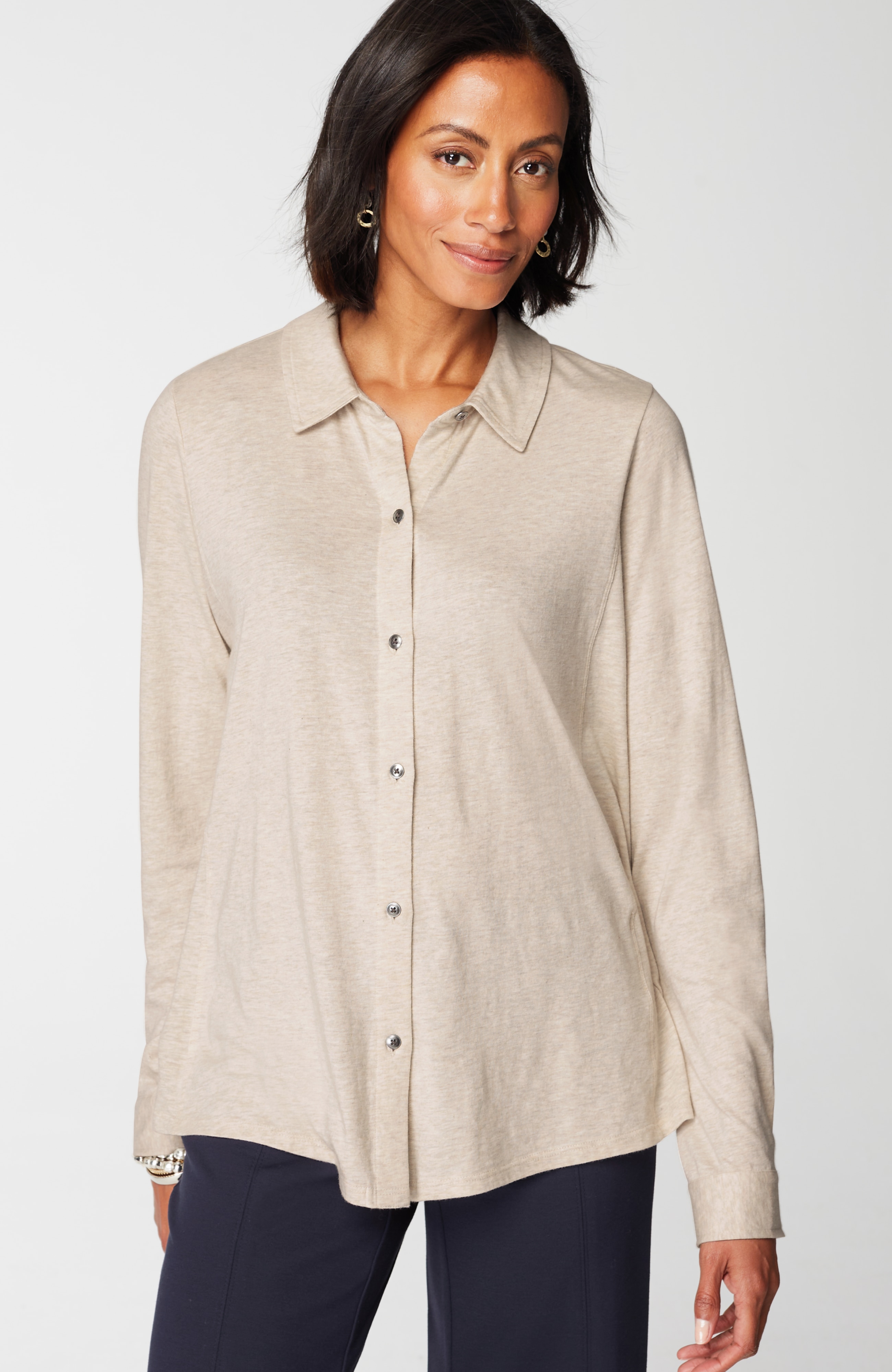 Button-Front Knit Shirt