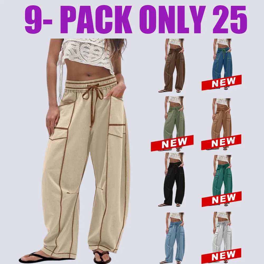 Women's High Waisted Barrel Sweatpants – Wide Leg Lounge Pants with Pockets