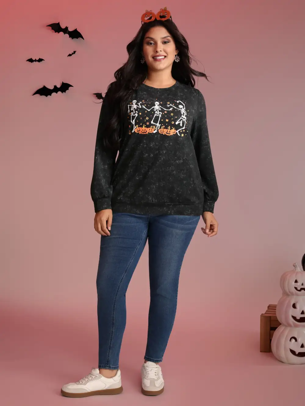 Skeleton Halloween Party Snowflake Effect Sweatshirt