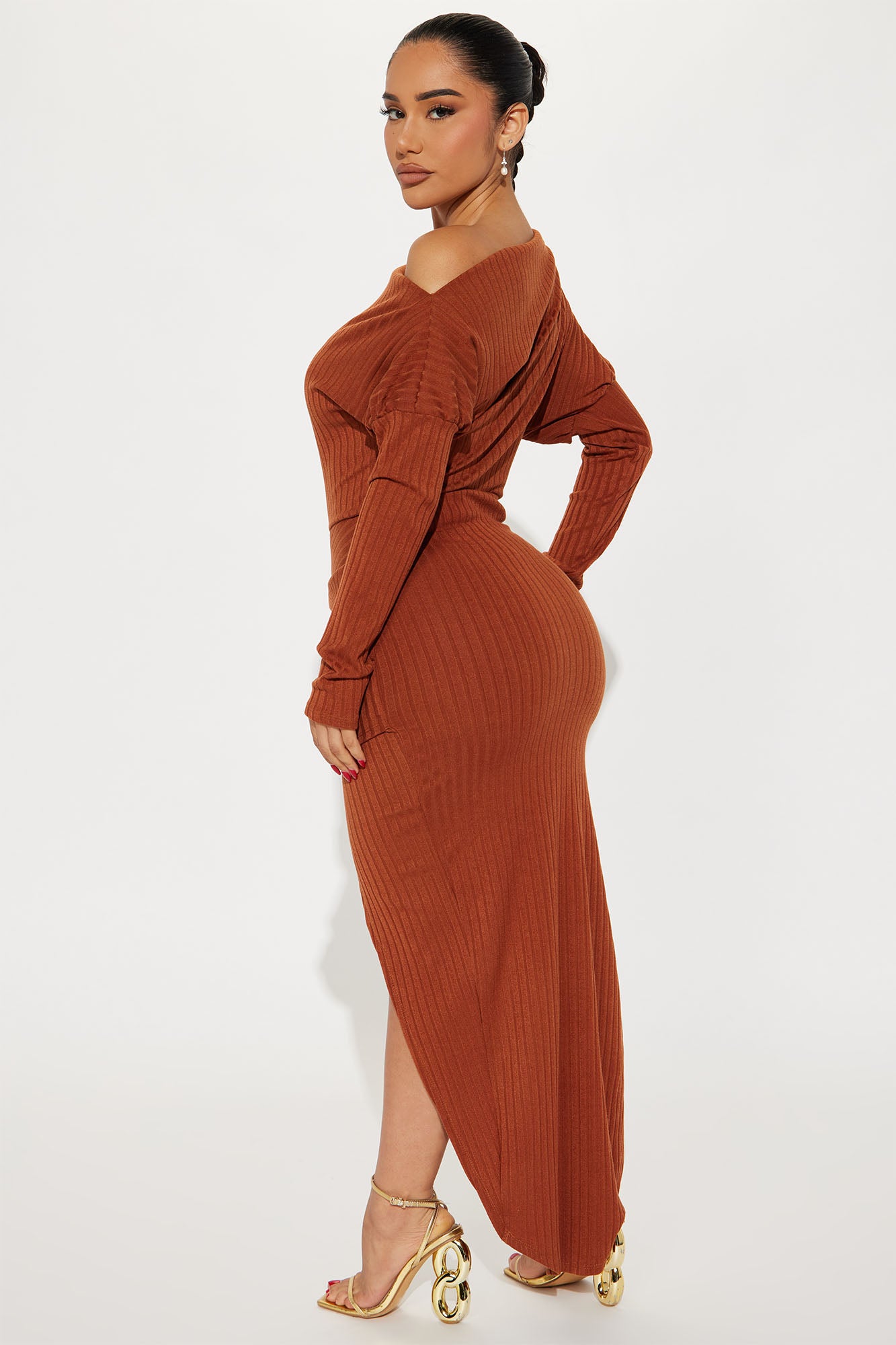 Bernice Ribbed Maxi Dress - Cognac