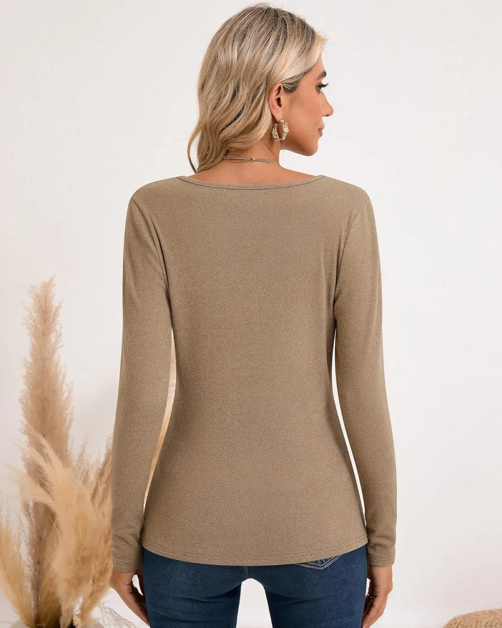 3 Pack Women's Thermal Long Sleeve Shirts Fleece Lined Scoop Neck Stretch Fitted Tops Winter Base Layer Underwear