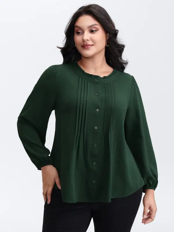 Toothpick Pleat Flowy Solid Blouse