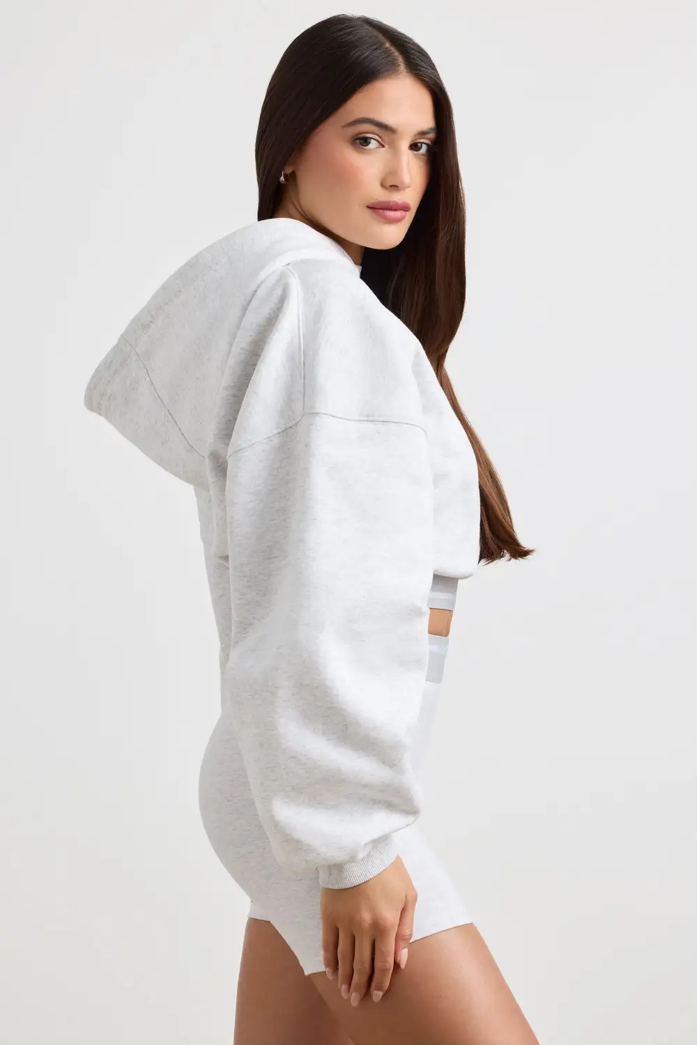 Pause - Cropped Hoodie in Grey Marl