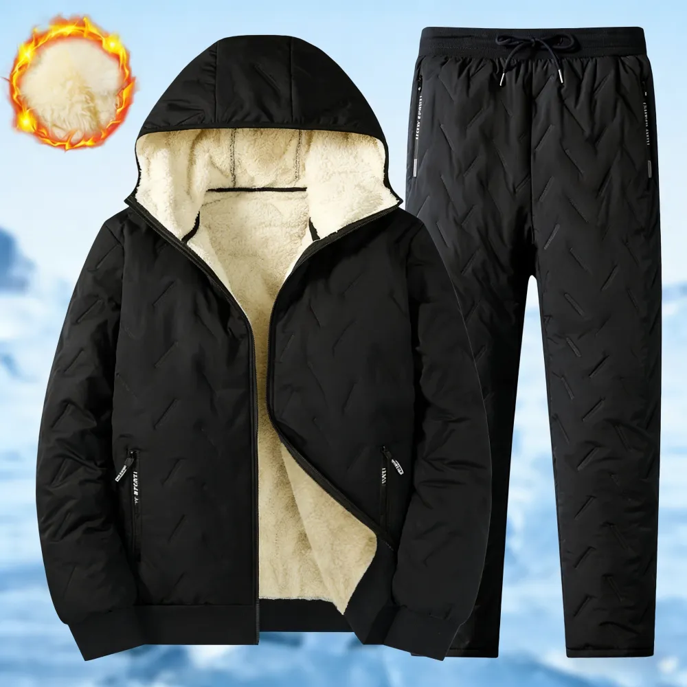 Men's Autumn And Winter Fleece Hooded Set