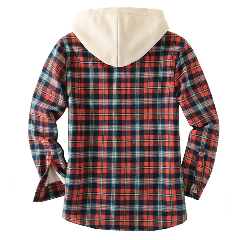 Mens Plaid Thick Plush Casual Jacket