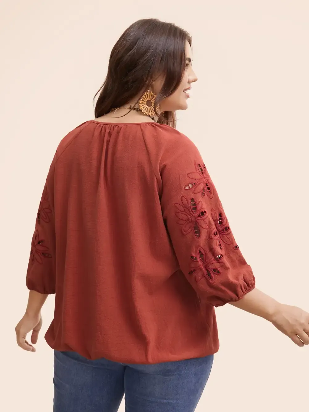 Broderie Anglaise Gathered Tie Knot Blouse