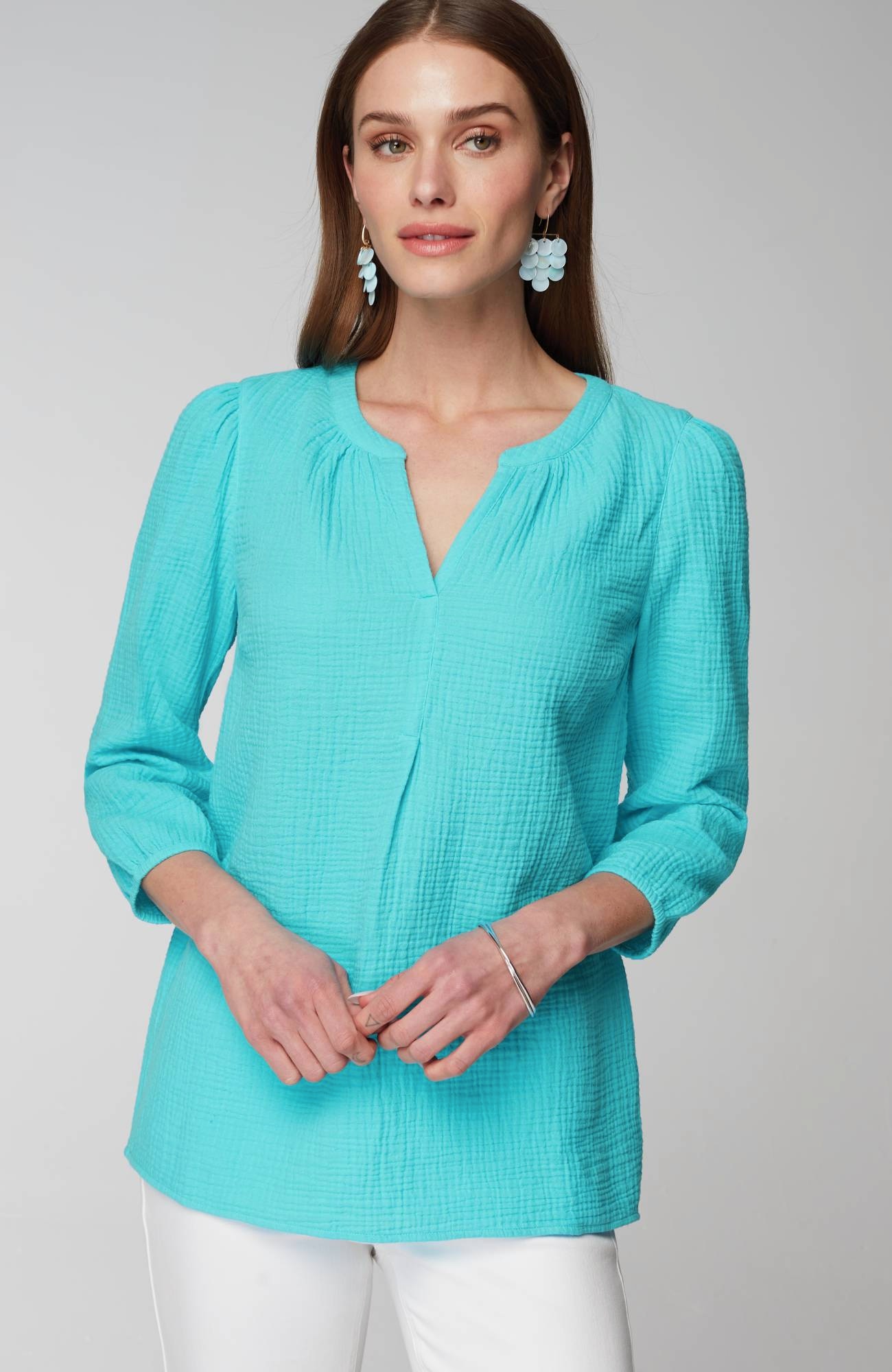 Cotton-Gauze Popover Top