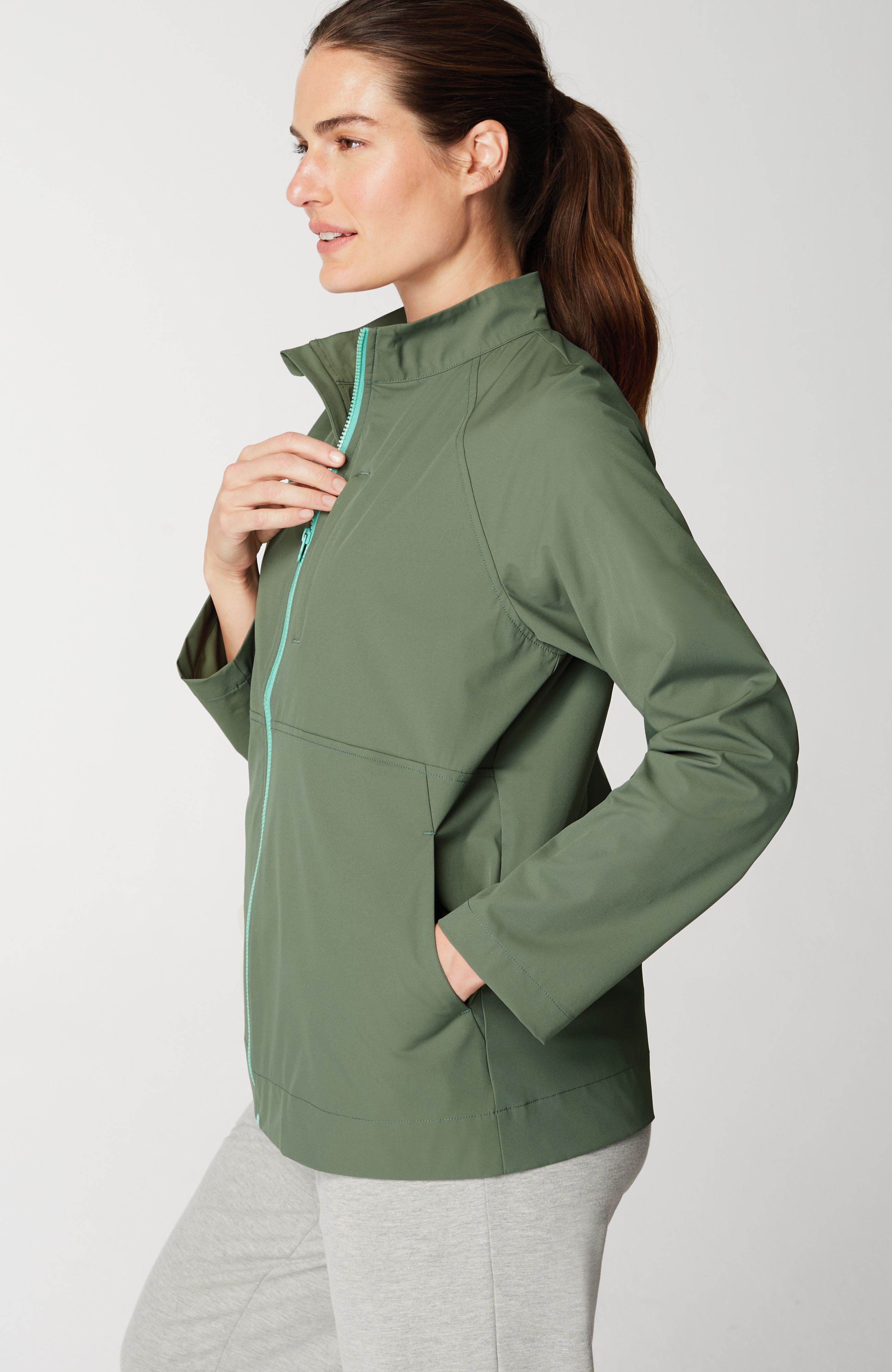 Fit Contrasting-Zipper Jacket