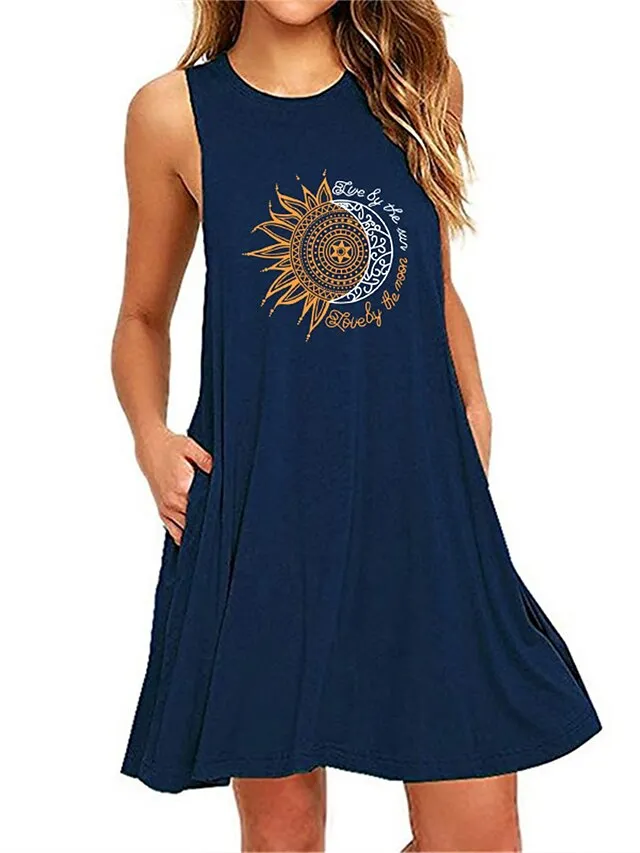 Women's Plus Size Loungewear Nightgown Nightshirt Dress Flower Basic Casual Comfort Home Daily Vacation Cotton Breathable Crew Neck Sleeveless Pocket Summer Spring Black White