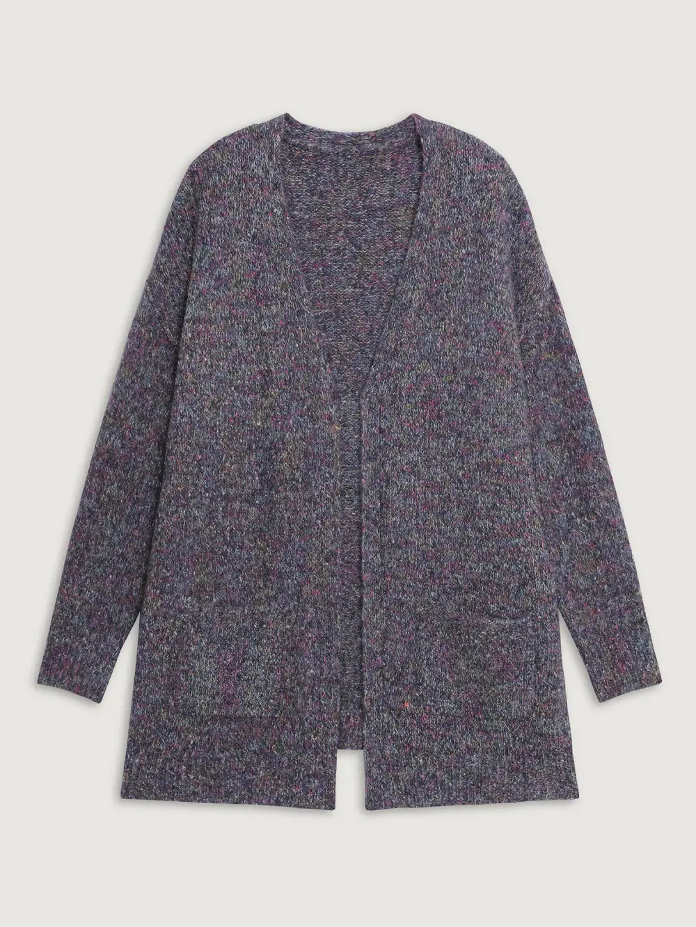 Heather Drop Shoulder Pockets Knit Cardigan