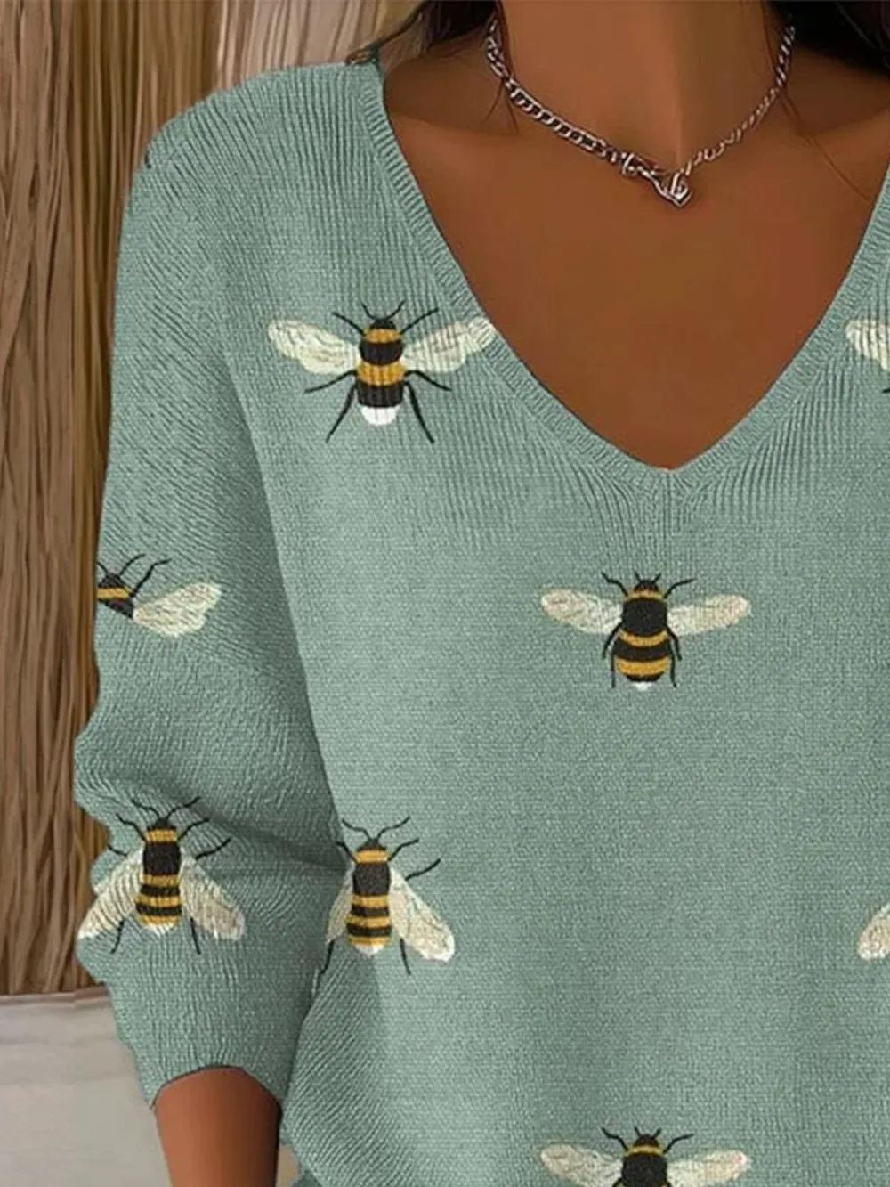 Regular Fit V Neck Casual Sweater