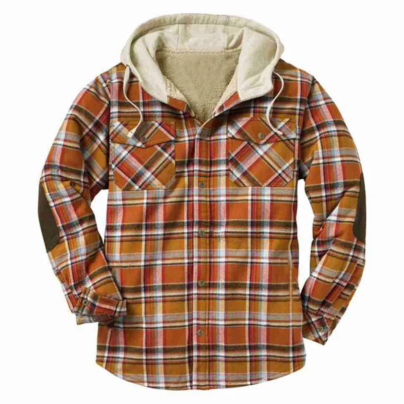 Plaid Stitching Men's Outdoor Jacket