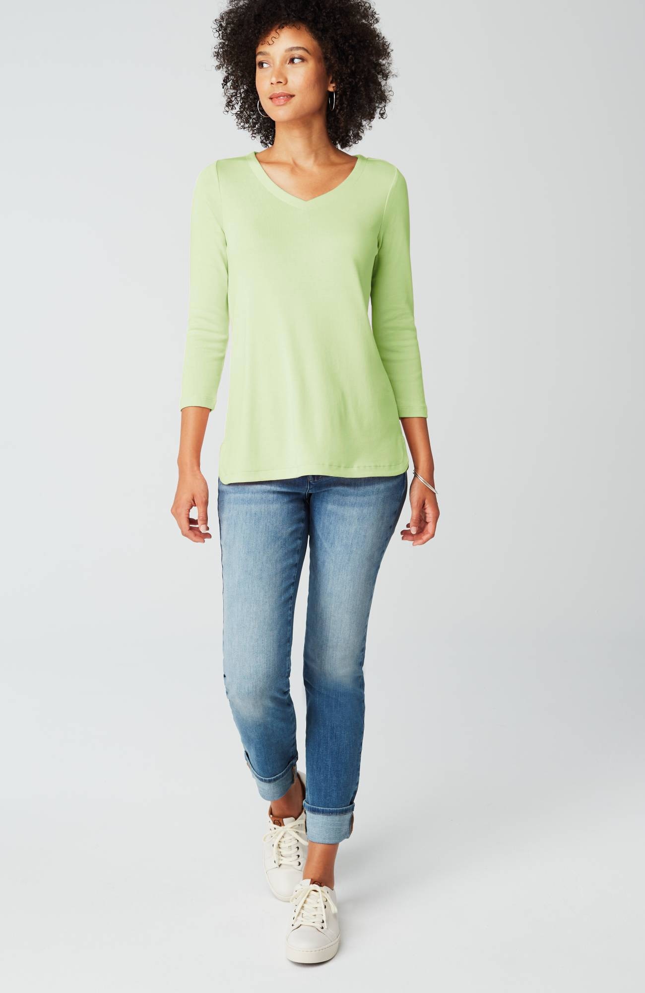 pima 3/4-sleeve v-neck tee