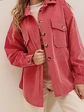 Women's Shirt Jacket Shacket Warm Comfortable Pocket Buttons Casual Plain Going out Weekend Single Breasted Regular Turndown Regular Fit Long Sleeve Outerwear Black Yellow Red Fall Winter