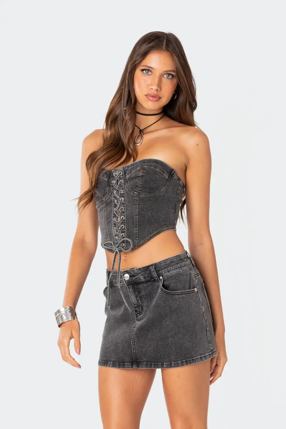 Waverly Denim Lace Up Corset