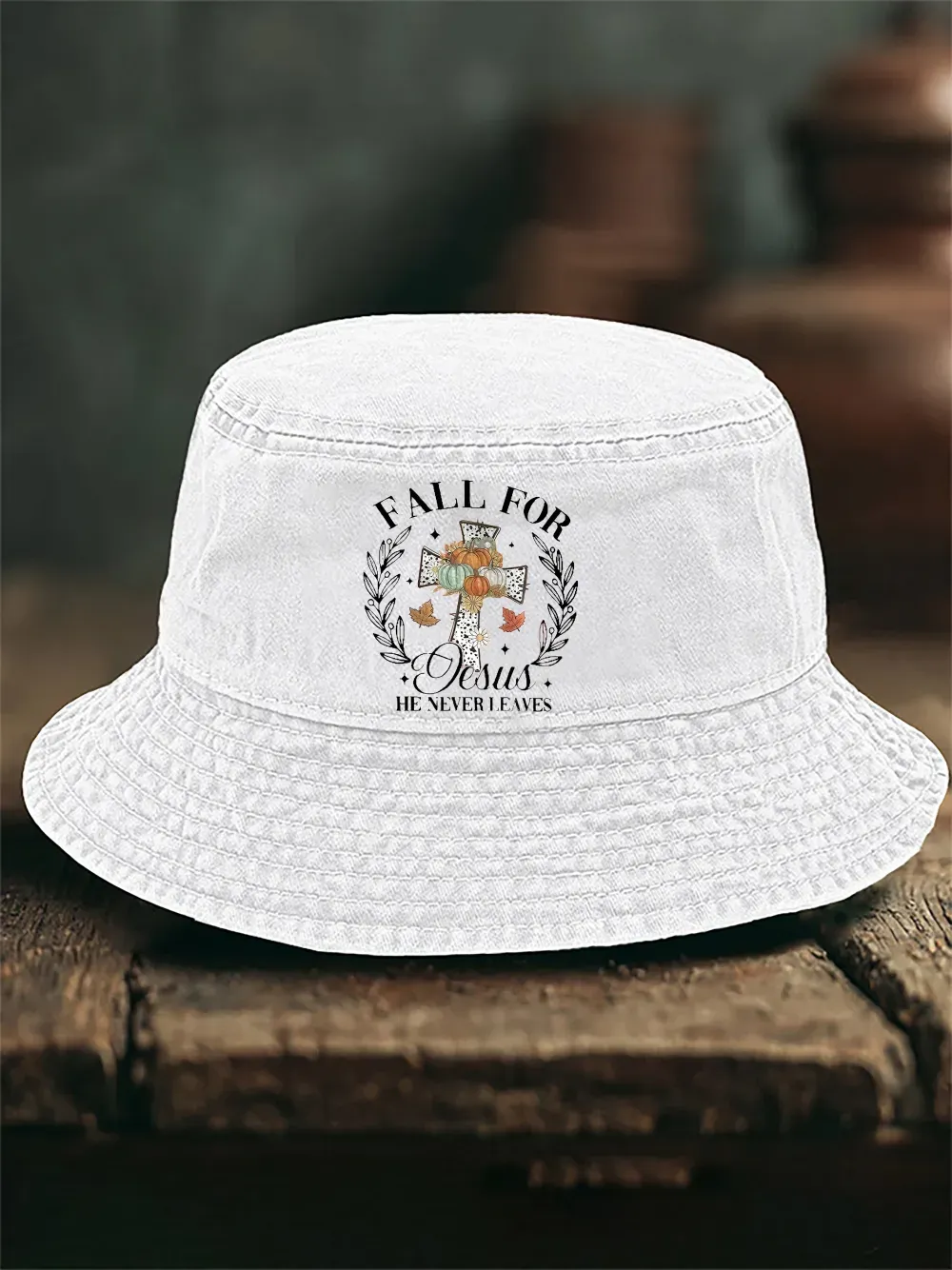 Unisex Fall Faith Print Bucket Hat