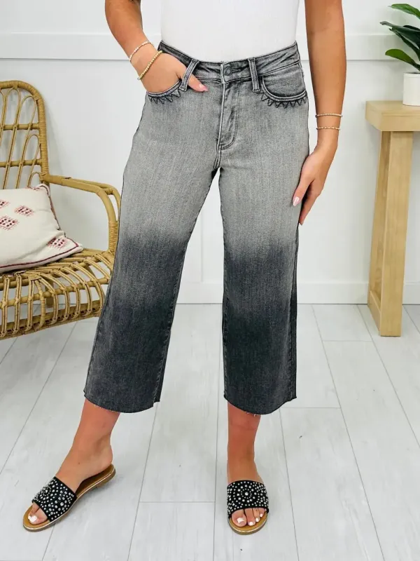 Judy Blue Pocketful of Charm Cropped Wide Leg Jeans