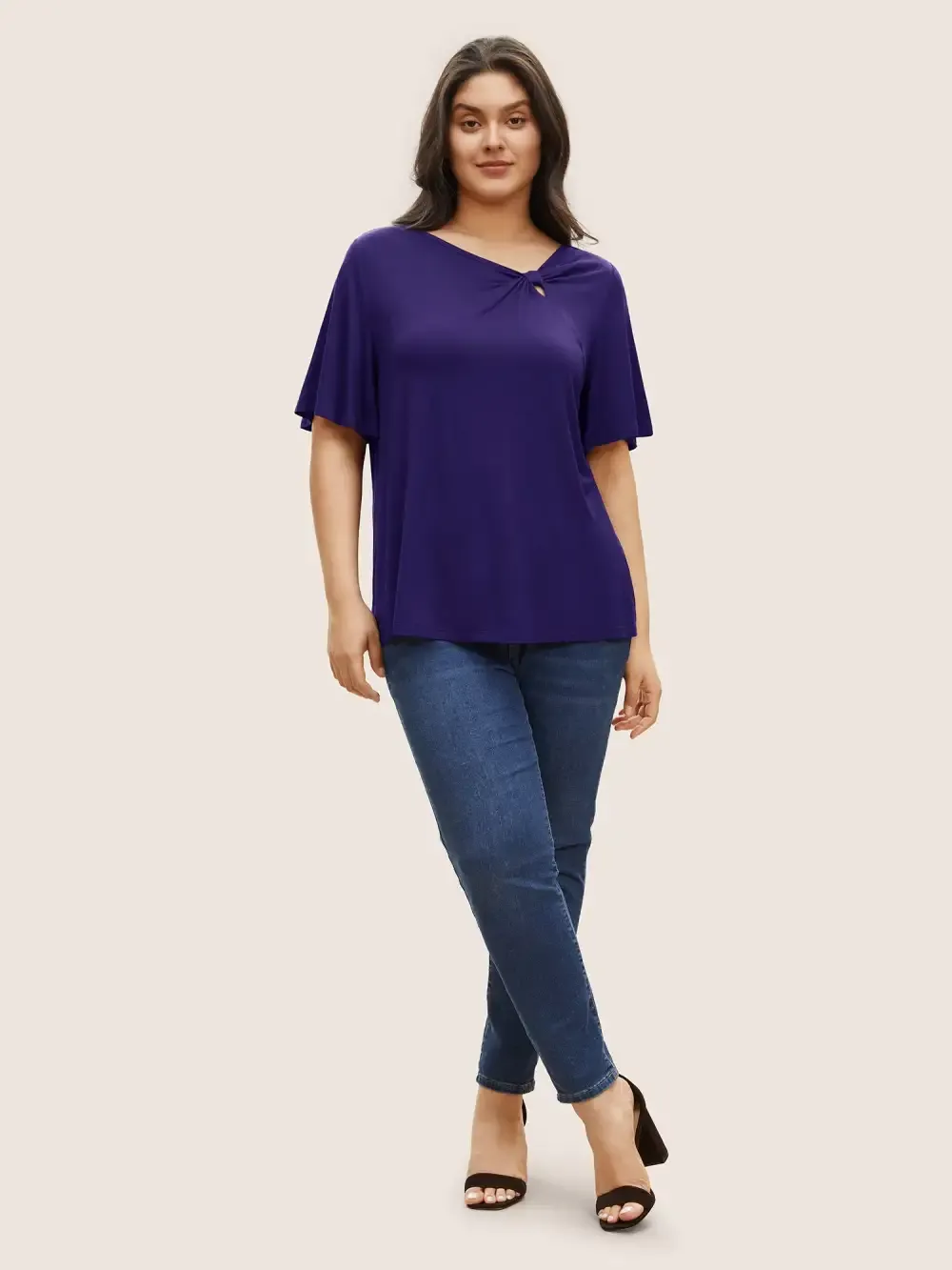 Supersoft Essentials Twist Front Asymmetrical Neck T-Shirt