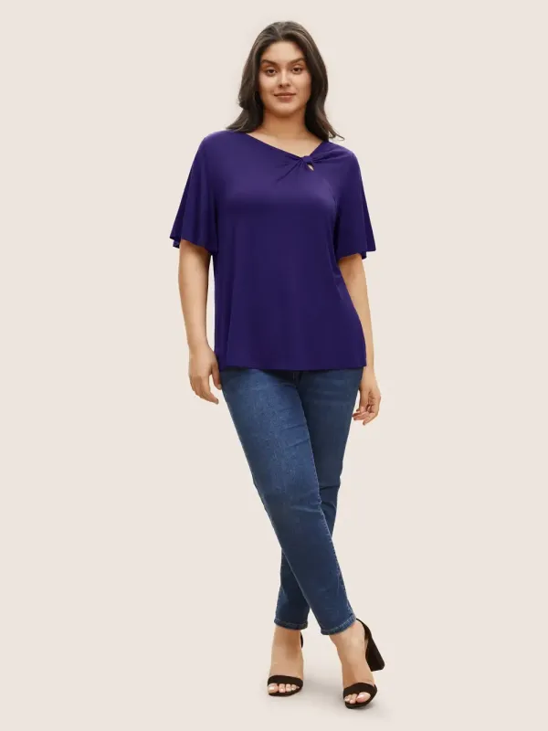Supersoft Essentials Twist Front Asymmetrical Neck T-Shirt