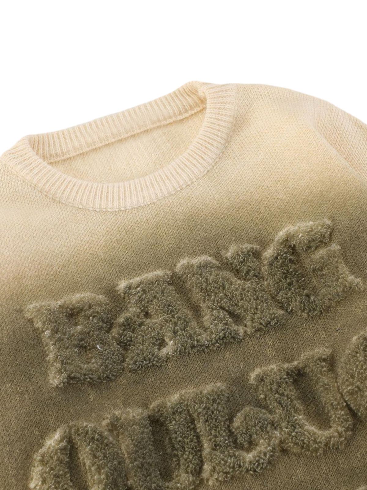 Retro Letters Jacquard Crew Neck Sweater