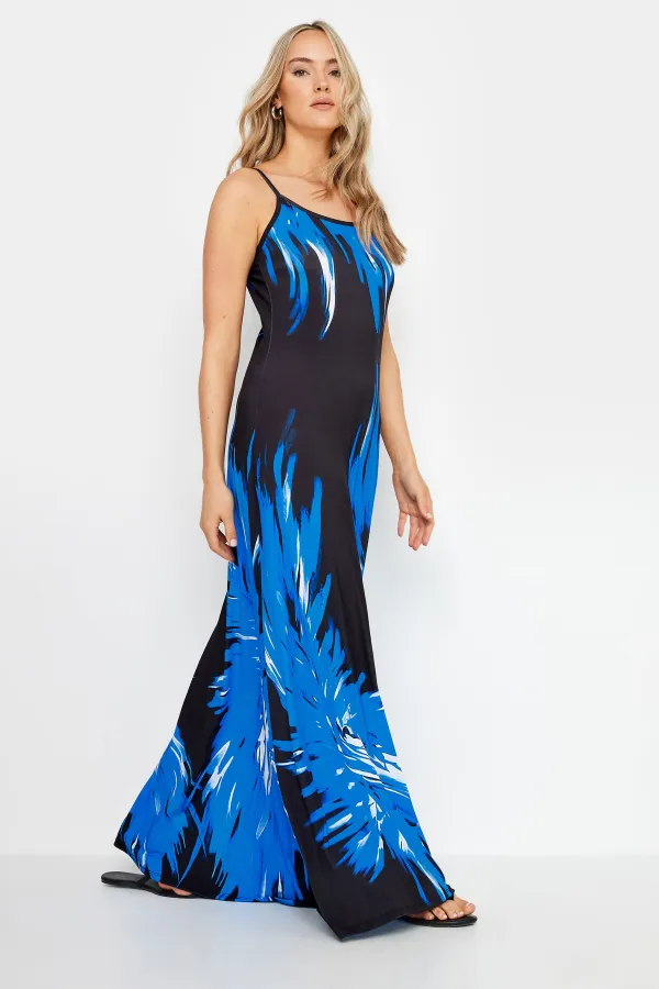 LTS Tall Black & Pink Floral Print Sleeveless Maxi Dress