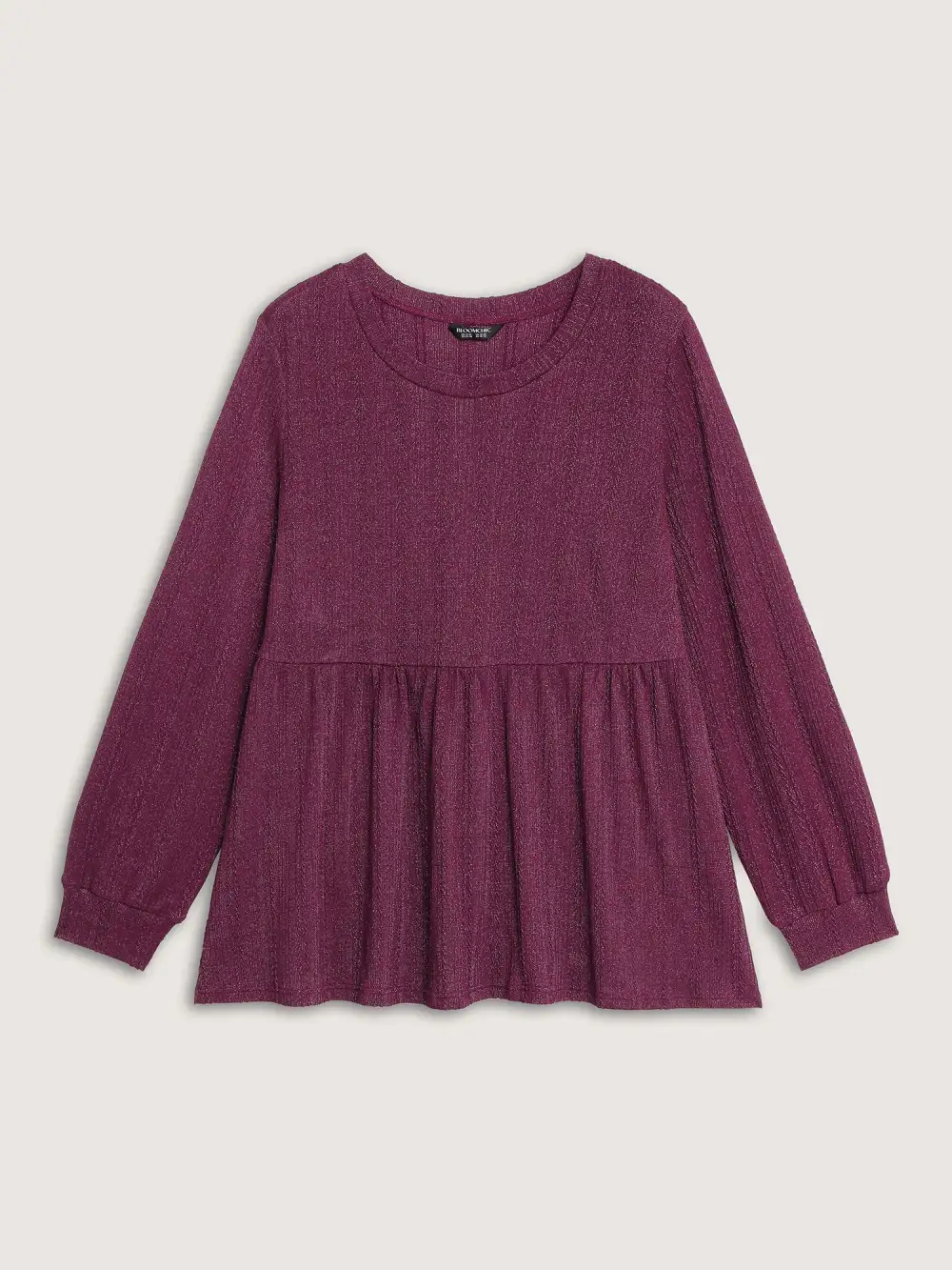 Textured Stretchy Flared Knit Top