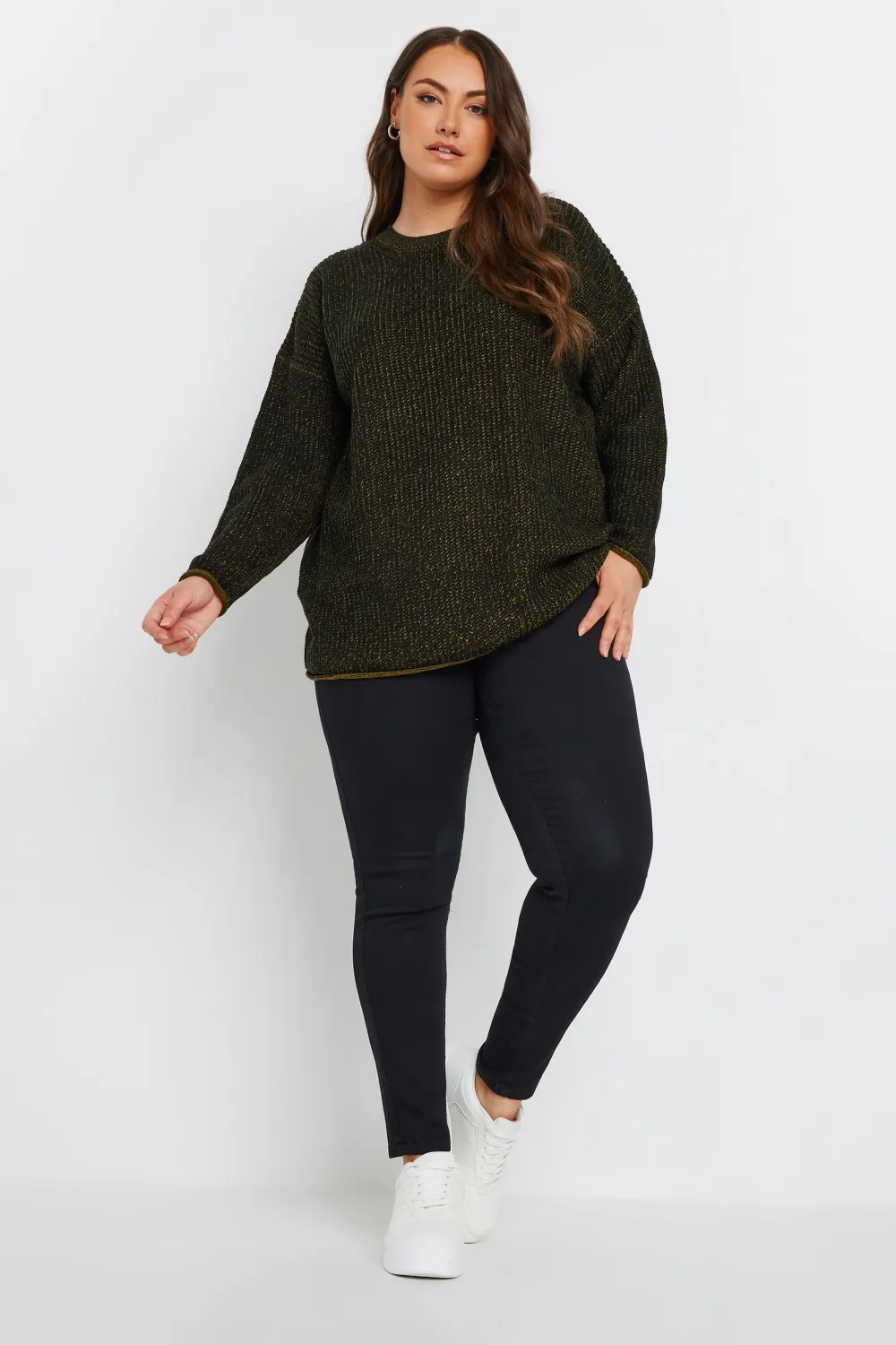 YOURS Curve Grey Drop Shoulder Knitted Jumper