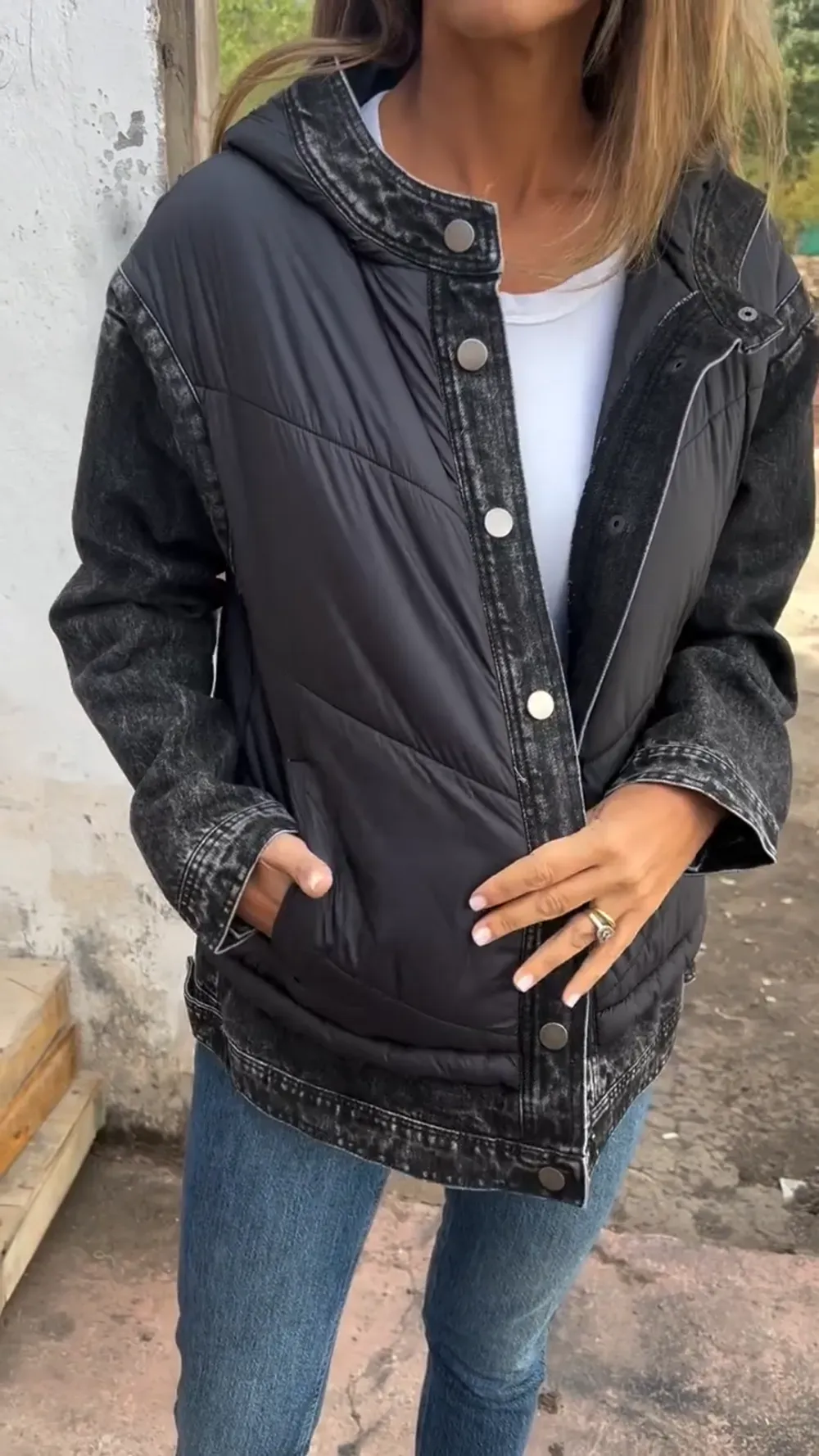 Reversible Denim and Puffer Jacket