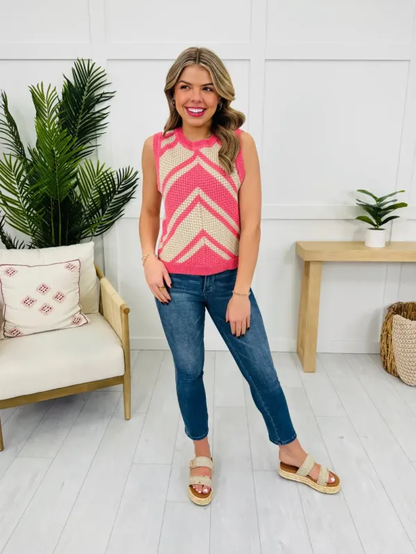 Chasing Chevron Tank Top in Champagne/Rose