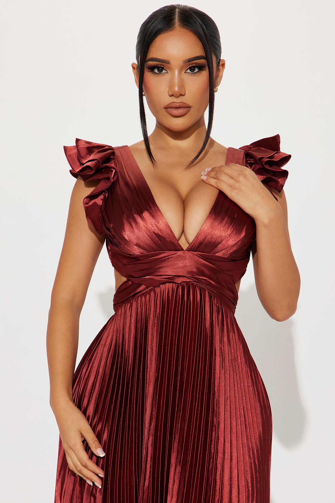 Sun Kissed Nights Satin Maxi Dress - Rust