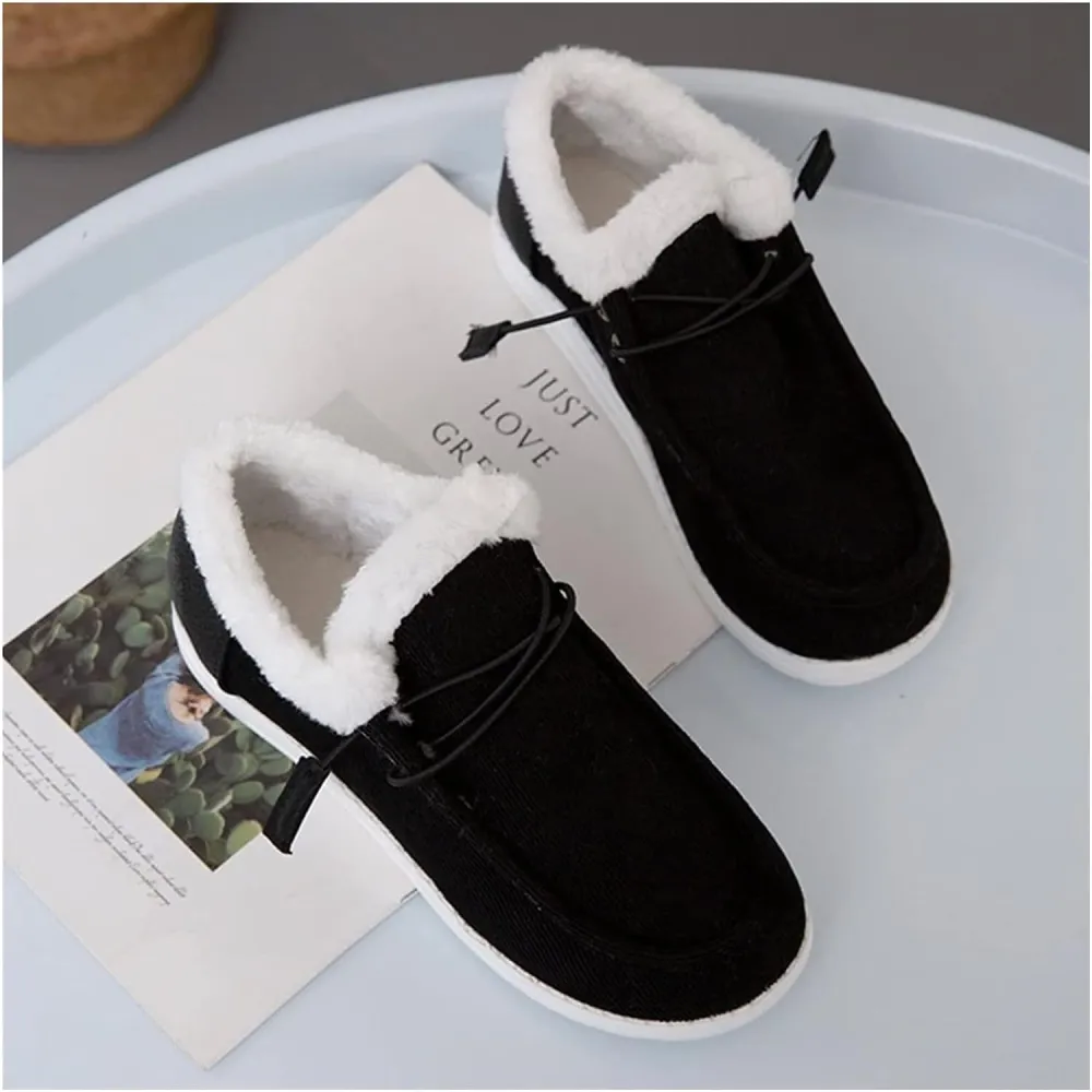 Women's Winter Warm Wendy Shoes Fleece Lined Boat Shoe Slip On Comfort Shoes,Womens Lace Up Loafers Flats Shoes (Come With Christmas socks) (Color : E, Size : EU/CN 42)