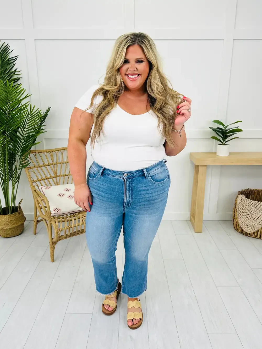 Severely Soft Tummy Control Cropped Kick Flare Jeans