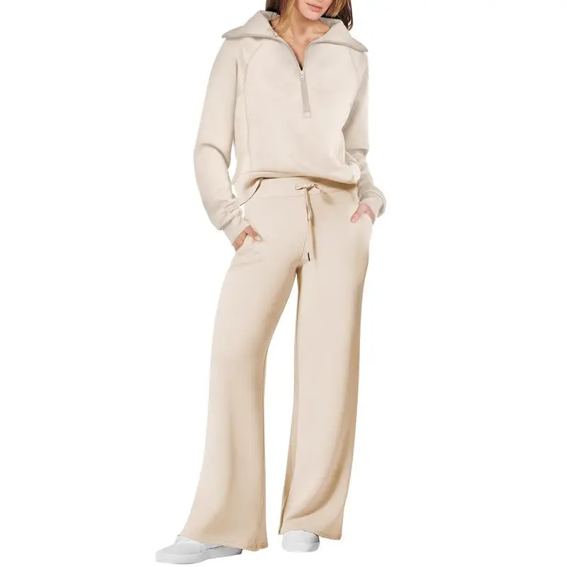 Women's 2-Piece Oversized Sweatsuit – Sweatshirt & Sweatpants Lounge Set.