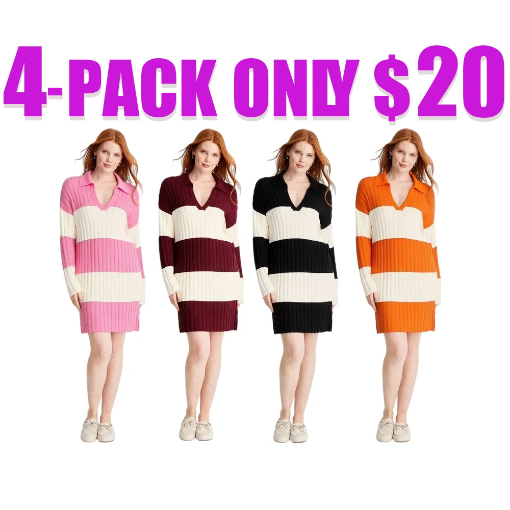 Women's Long Sleeve Rugby Mini Sweater Dress
