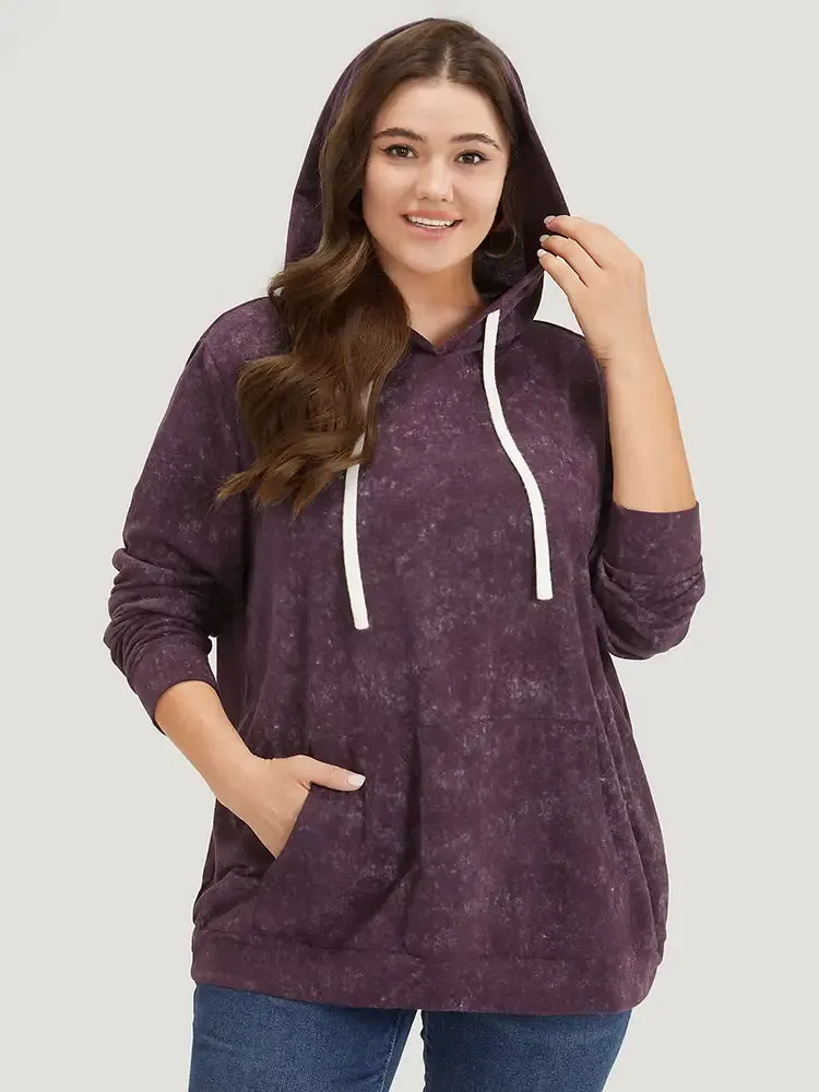 Hooded Ties Pocket Elastic Cuffs Sweatshirt